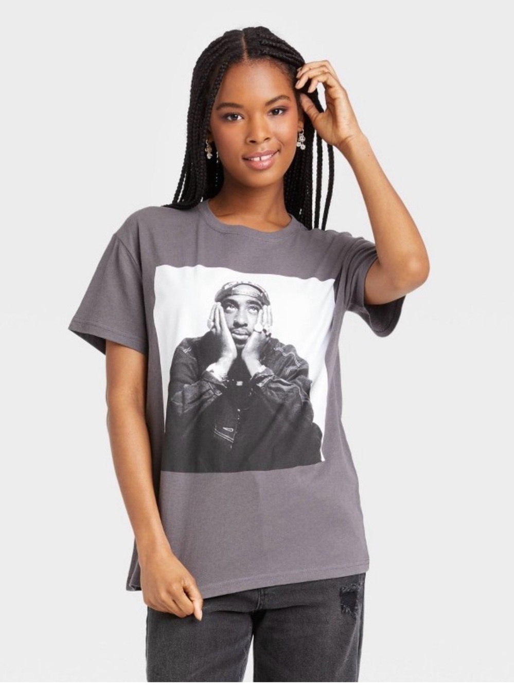 Graphic Tupac Shakur Tee - Charcoal Gray